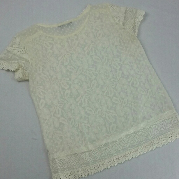 💚The Limited woman's lace top Blouse off white - Picture 5 of 6